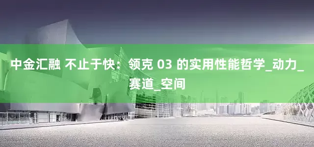 中金汇融 不止于快：领克 03 的实用性能哲学_动力_赛道_空间